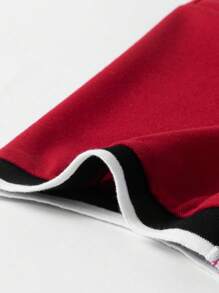 Manfinity Sporsity Men's Letter & Numeric Printed V-Collar Short Sleeve Ringer Polo Shirt, Sports Jersey