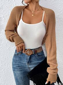 SHEIN VCAY 秋冬款纯色蝙蝠袖耸肩开衫（不含吊带背心）