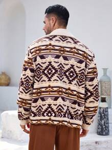 Manfinity Homme Chaqueta casual con estampado geométrico para hombres, otoño e invierno