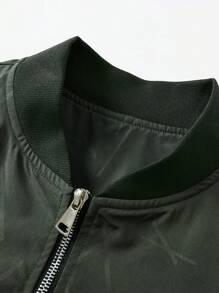 Manfinity Homme Men's Zipper Closure Long Sleeve Pockets Casual Street Style Jacket - Army Green - View 3