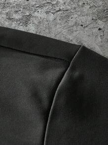 Manfinity LEGND Sudadera con capucha de manga larga con estampado gráfico para hombre de talla grande, uso diario casual - Negro - Ver 4