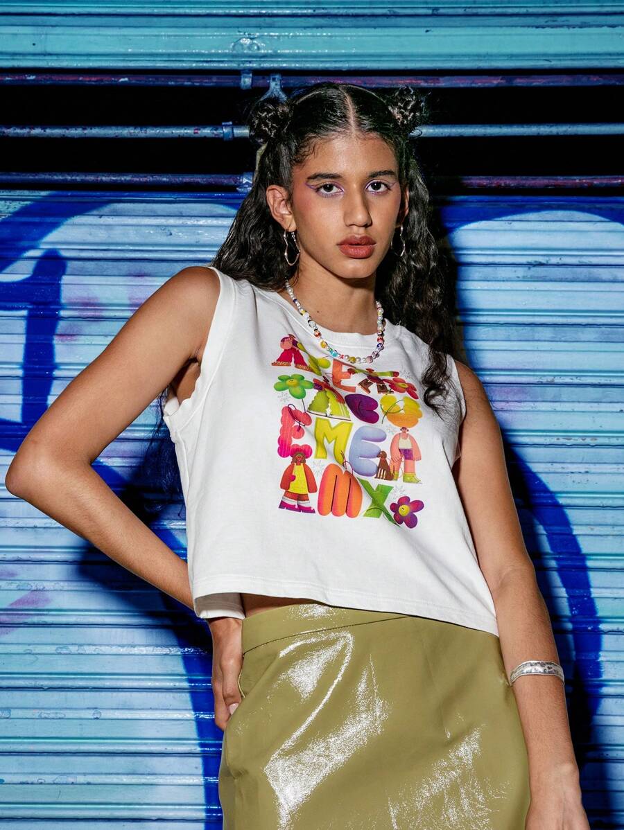 Raulito Artist 女士休闲无袖常规背心，适合假日、度假、春季 - 白色 - 查看 1