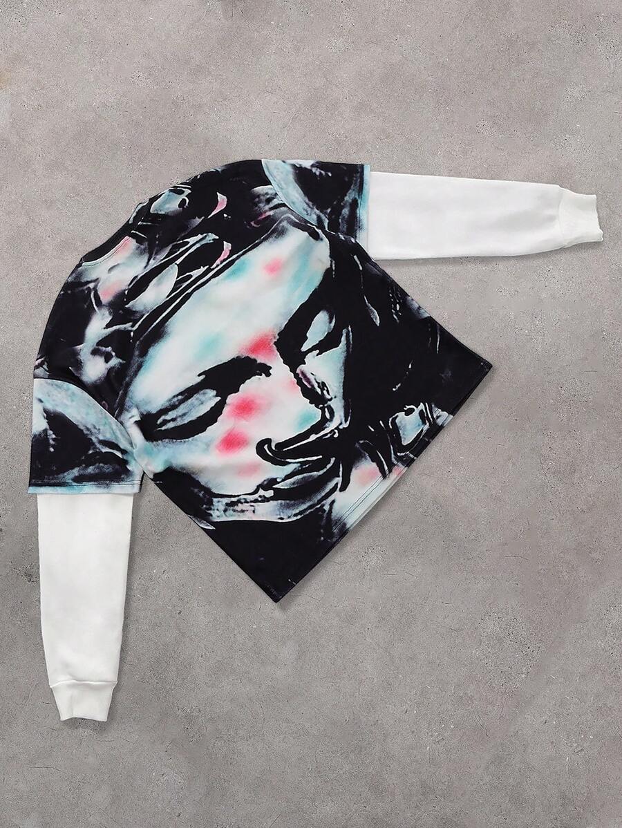 Manfinity EMRG Men's Prayer Figure All Over Print 2 In 1 Hoodie - Multicolor - View 1