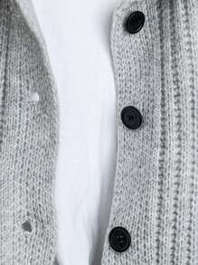 Chiquease Casual Loose Knit Turndown Collar Pocket Design Cardigan