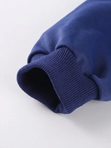 Áo nỉ trùm đầu có khóa kéo nhiều màu, mặc thường ngày - Màu xanh lam - Xem 3