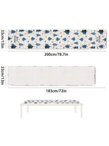 1pc Festive Christmas Table Runner Blue Christmas Trees And Snowflake Festive Holiday Print Design - Perfect For Indoor And Outdoor Holiday Parties Decor, Home Party - الأزرق - مشاهدة 2