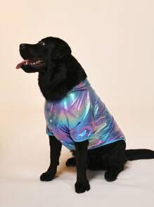 PETSIN 彩色反光防水渐变街头服饰狗猫防晒驱虫宠物夹克，紫色 - 彩色 - 查看 3