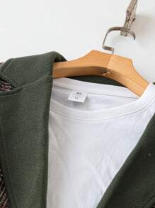 SHEIN LUNE Plaid Print Colorblock Lapel Collar Overcoat - Multicolor - View 6