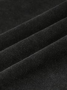 Manfinity EMRG Men's Casual Letter Print Zip Front Hooded Sweatshirt, Fall/Winter - Black - View 4