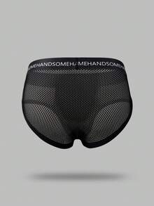 Men's Mesh Contrast Letter Elastic Band Sexy Underwear - Black - View 2