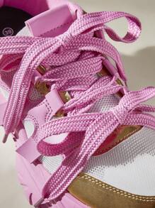 Vate Giày đế ngoài buộc dây cá nhân sáng tạo màu hồng bạch kim Dopamine Collision giày thời trang nữ dự tiệc lễ hội đế dày cổ thấp thoáng khí giày thể thao cổ cao cổ rộng mùa thu - Nhiều màu - Xem 7