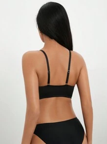 1pc Women's Front-Closure Bra With Underwire - Black - View 2