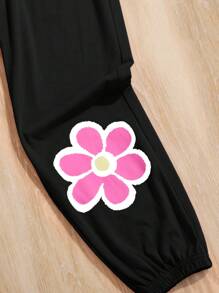SHEIN Lässiges Strick-Set mit Rundhalsausschnitt und Hose mit elastischem Saum für Tween Mädchen