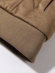 Manfinity Homme Men's Faux Shearling Thermal Lined Jacket, Warm Collar Coat, Going Out Long Sleeve Jacket, For Friends, Husband, Boyfriend Gifts, For Fall Winter - Brown - View 6