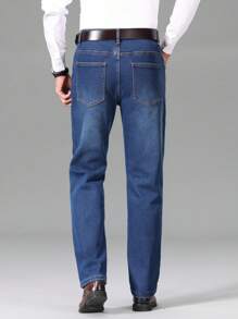 Manfinity Homme Men's Casual Water Washed Thermal Thermal Lined Jeans, Autumn/Winter