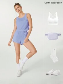 GLOWMODE VitalSwift Quick-Dry Cut-Out Pocket Jumpsuit With Built-In Underwear Medium Impact Running Workout Quick Dry Moisture Wicking Gym Spring Summer