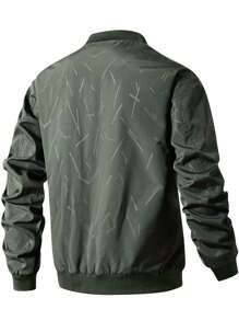 Manfinity Homme Men's Zipper Closure Long Sleeve Pockets Casual Street Style Jacket - Army Green - View 2