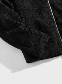 GENTILAND Men's Knitted Fit Basic Casual Style Lapel Plush Open Top Jacket Suitable For Autumn And Winter Seasons - Black - View 4