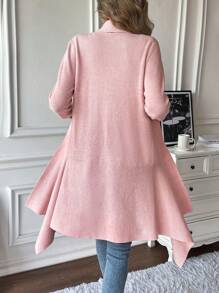 Chiquease Cárdigan casual de manga larga liso - Chaqueta de largo extendido