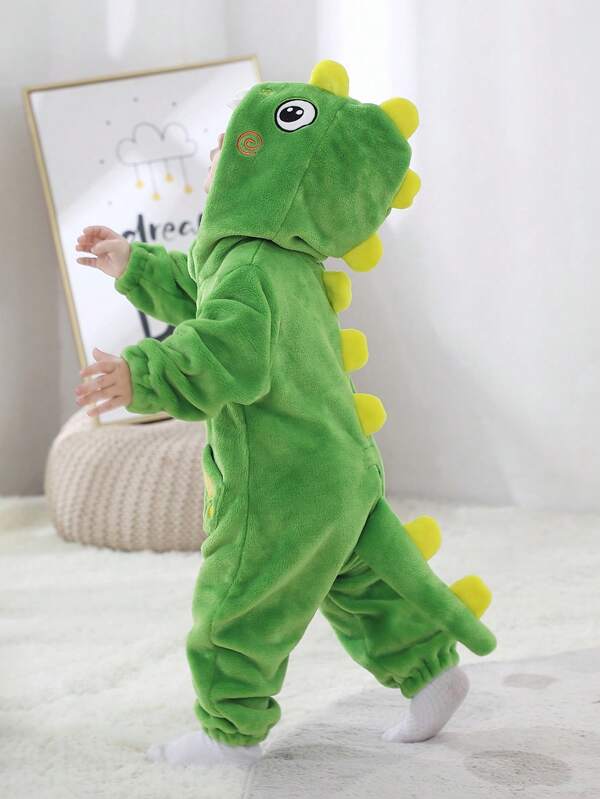 SHEIN Playful Pals Baby Boy Long Sleeve Cute Dinosaur Romper