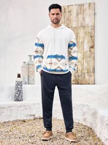 Manfinity Homme Men Solid Color Panel Pockets Fleece Hoodie