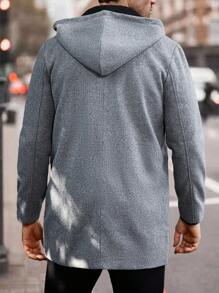Manfinity Homme Chaqueta larga con cuello para hombre para otoño e invierno, con bolsillos, informal