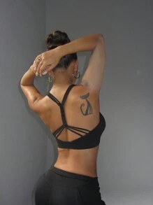 SHEIN Sports Cross Back Sports Bra With Jacquard Waistband