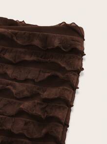 SHEIN Essnce 女士休闲时尚低腰修身弹力迷你短裤女式平角短裤荷叶边短裤下装百搭短裤番茄女孩夏季可爱蝴蝶结女式褶皱超短迷你短裤