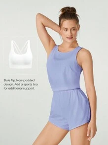 GLOWMODE VitalSwift Quick-Dry Cut-Out Pocket Jumpsuit With Built-In Underwear Medium Impact Running Workout Quick Dry Moisture Wicking Gym Spring Summer