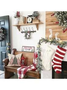 4 件圣诞枕套 18x18 套装适用于圣诞节装饰水牛格子圣诞树欢乐雪枕套冬季节日抱枕农舍沙发装饰 - 粉色 - 查看 6