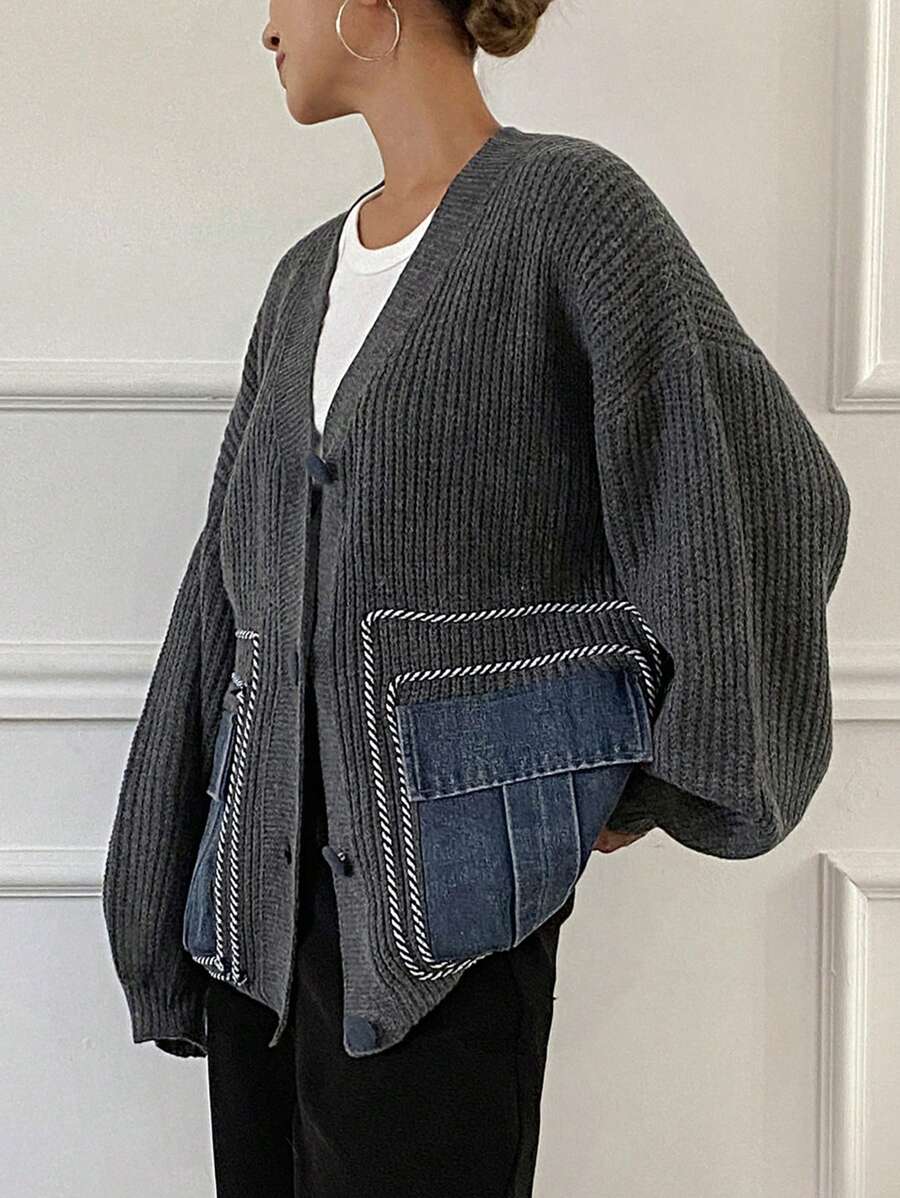 Livesso Women's Solid Color Drop Shoulder Casual Loose Cardigan, Fall/Winter,Long Sleeve Tops Jacket