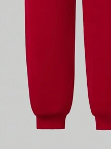 Conjunto de 2 peças de moletom branco casual para meninos adolescentes, calças com estampa vermelha e bolsa tiracolo