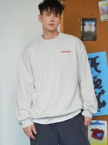 DAZY Men's Solid Color Pullover Sweatshirt, Autumn - Grey - View 4