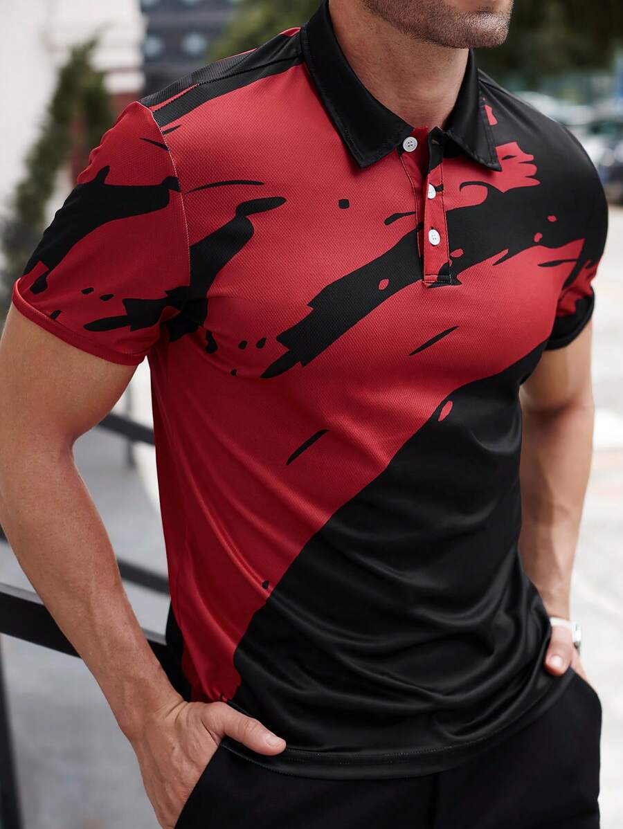 Manfinity Golf Áo thun Polo in họa tiết Colorblock phong cách Boyfriend dành cho nam - Nhiều màu - Xem 1