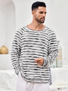 Manfinity Homme Men's Striped Knit Pullover Sweatshirt - Grey - View 3
