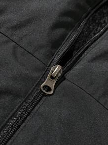 Manfinity Homme Męska kurtka wiatroszczelna z kapturem, kurtka termiczna, płaszcz zewnętrzny, kurtka z długim rękawem i flanelą, na wyjście, dla przyjaciół, męża, chłopaka