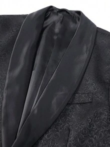 Manfinity AFTRDRK Men's Solid Color Shawl Collar Long Sleeve Blazer And Pants 2-Piece Business Suit Set