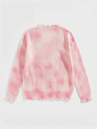 Harley Quinn | ROMWE Men's Cartoon Character Ombre Loose Distressed Edge Sweater