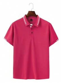 Manfinity Homme Camisa polo casual de manga corta con bloqueo de color para hombres, verano