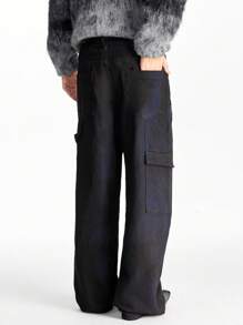 NEON BLANC 男士休闲多口袋牛仔工装裤，街头风格 - 藍色 - 查看 3