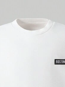 Conjunto de 2 peças de moletom branco casual para meninos adolescentes, calças com estampa vermelha e bolsa tiracolo