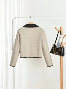 SHEIN LUNE Women's Two-Row Button Dual Pocket Commuter Blazer