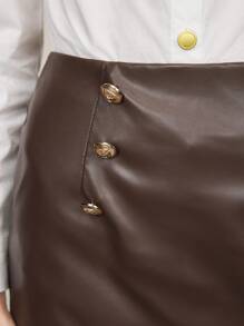 BizChic Váy da đi làm thanh lịch cho nữ mùa thu trang phục da - Cà phê nâu - Xem 4