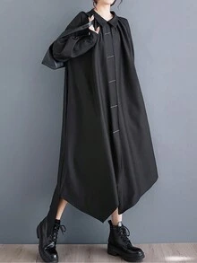 Women's Open Back Long Loose Dress - Black - View 6