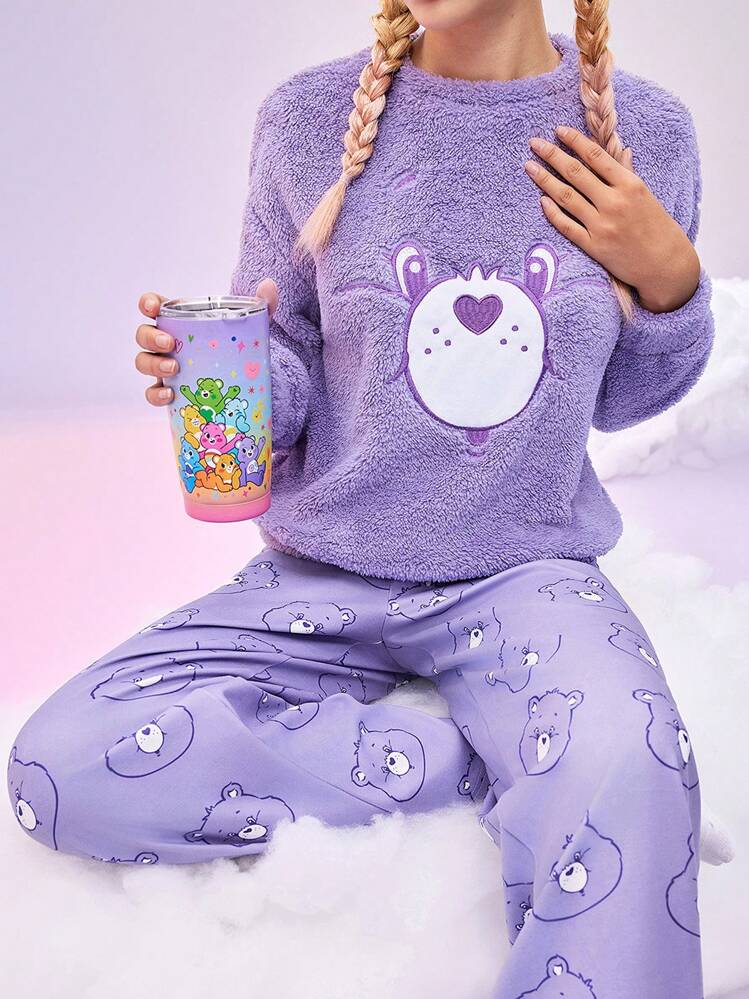 SHEIN X Care Bears 女性用ラムズウール刺繍ベアパターン