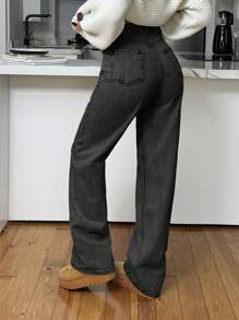 EURMUSE HIGH RISE STRAIGHT CUT LIGHT BLUE WOMEN JEAN - Black - View 2