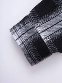 SHEIN TeenBoy 1pc Casual Versatile Japan And South Korea Street  Style Warm Lapel Thick Plaid Splicing Cap Even Loose Jacket Back To School Clothes; Fall Clothes; Teen Boy Clothes; Teen Boy Jackets Autumn/Winter - Multicolor - View 7