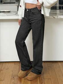 EURMUSE HIGH RISE STRAIGHT CUT LIGHT BLUE WOMEN JEAN - Black - View 6