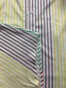 Plus Size Women Striped Print Casual Shirt Spring - Yellow - View 4