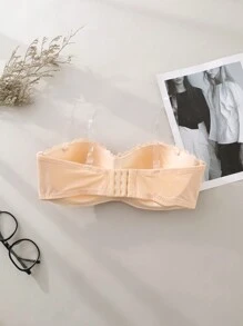 Women's Fashionable Front & Back Close Lace Bandeau Bra Strapless Bra - Apricot - View 7